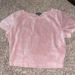 Pink velvet crop top